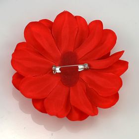 Red Satin Flower Pin